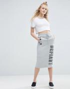 Asos Sweat Midi Skirt With Defiant Logo - Gray