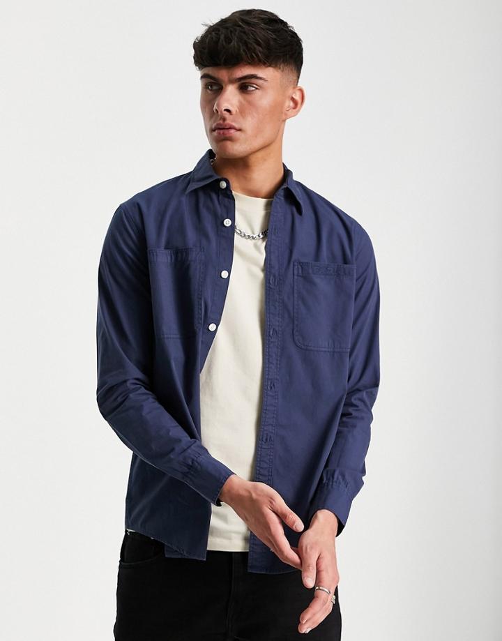 Farah Long Sleeve Shirt In Navy
