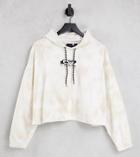 Quiksilver Logo Tie Dye Cropped Hoodie In Beige Exclusive At Asos-neutral