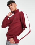 Le Breve Half Zip Panel Sweatshirt In Burgundy-red