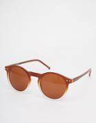 Asos Round Sunglasses In Brown Frosted Fade - Brown