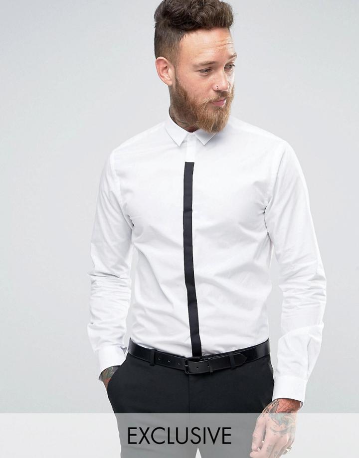 Noose And Monkey Contrast Placket Shirt - White
