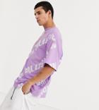 Collusion Oversized Printed T-shirt In Lilac-purple