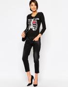 Love Moschino Skinny Jeans With Lace Cross Inserts - Black Wash