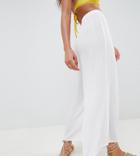 Akasa White Button Detail Beach Culottes - White