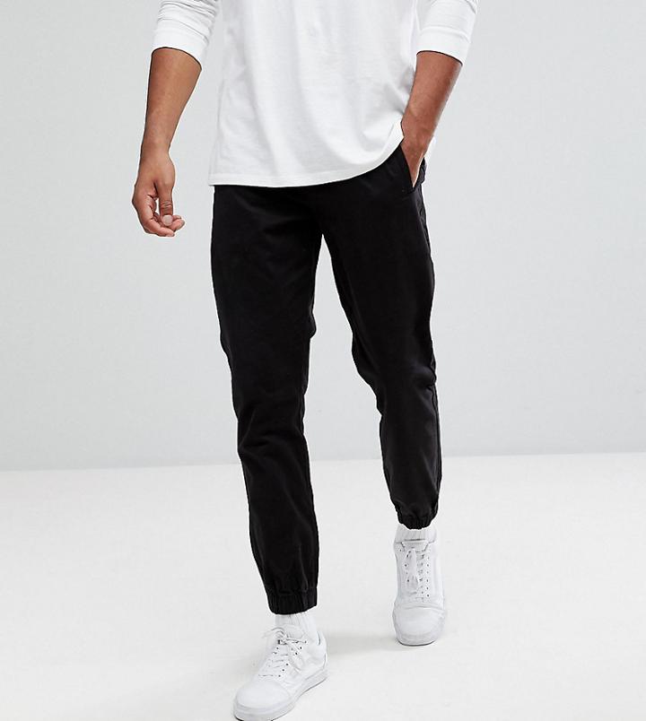 Bellfield Tall Cuffed Chinos In Black - Black