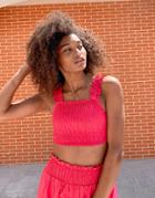 Influence Shirred Crop Top In Pink