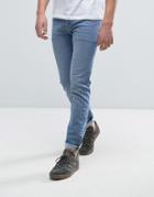 Asos Skinny Jeans With Abrasions In Light Blue - Blue