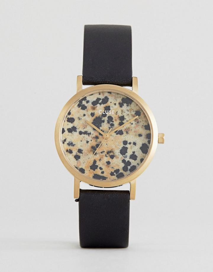 Cluse La Roche Limited Edition Dalmation Leather Watch - Black