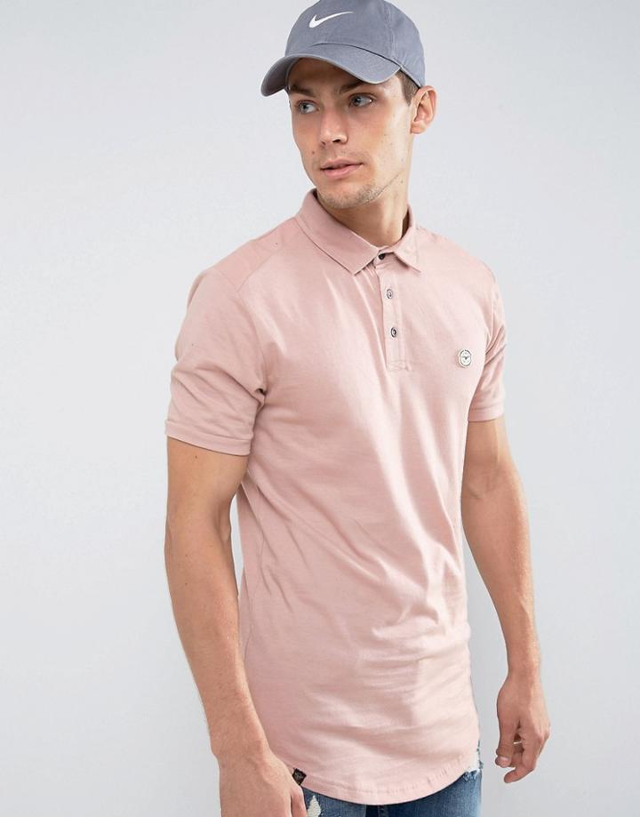 Le Breve Curved Hem Polo With Back Panelling - Pink