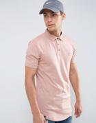 Le Breve Curved Hem Polo With Back Panelling - Pink