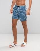 Original Penguin Swim Shorts Fern Print In Blue - Blue