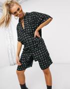 Motel Matching Shirt In Chinese Characters Print-black