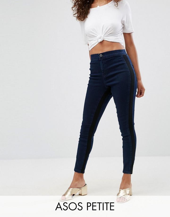 Asos Petite Rivington High Waisted Jegging With Side Inserts - Blue