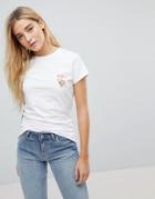 Daisy Street T-shirt With Merci French Bulldog Graphic - White