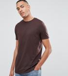 Asos Tall Longline T-shirt With Crew Neck - Brown
