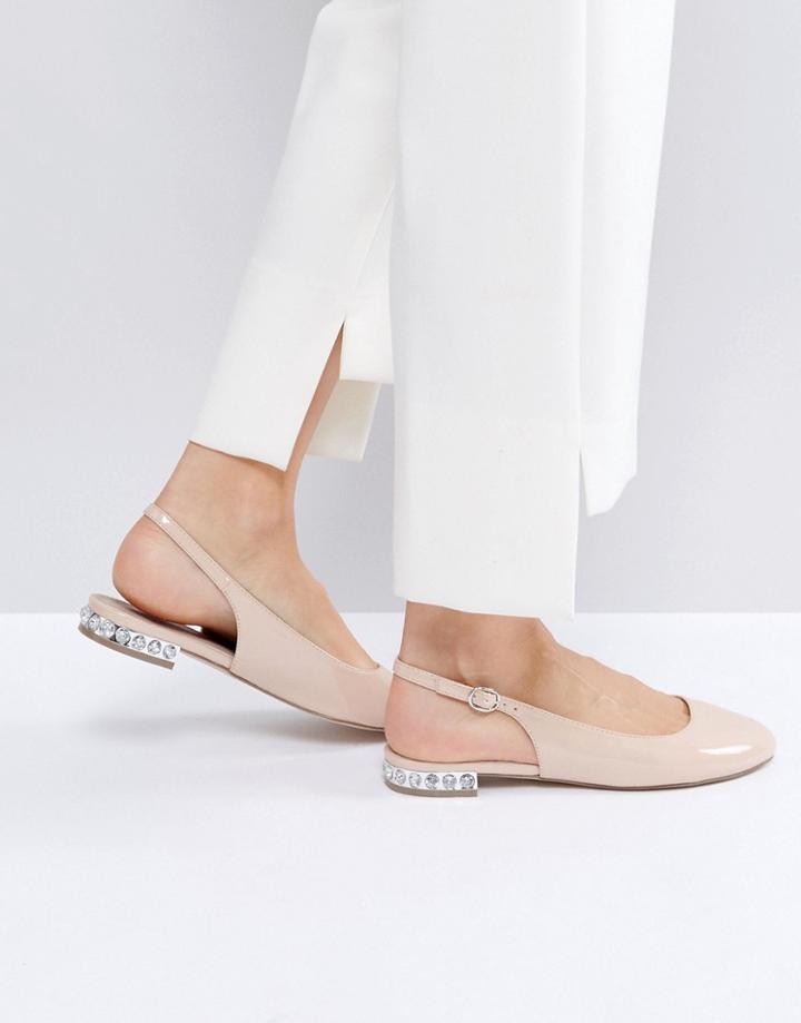 Asos Lille Embellished Ballet Flats - Beige