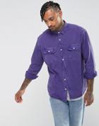 Asos Oversized Vintage Wash Shirt In Purple - Purple