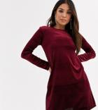 Tfnc Petite Velvet Mini Swing Dress In Burgundy-red