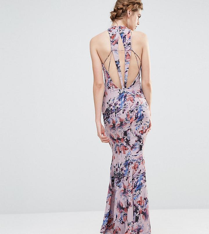 Jarlo Wedding High Neck Maxi Dress With Fishtail And Detailed Back - Multi