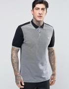 Fred Perry Polo Shirt With Contrast Panel In Black In Slim Fit - Black