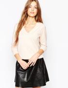 Vila V Neck Light Knit Sweater - Peach Blush
