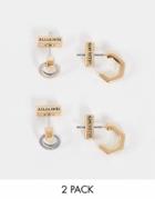 Allsaints 2 Pack Stud Earrings In Brass With Gold And Silver Finish