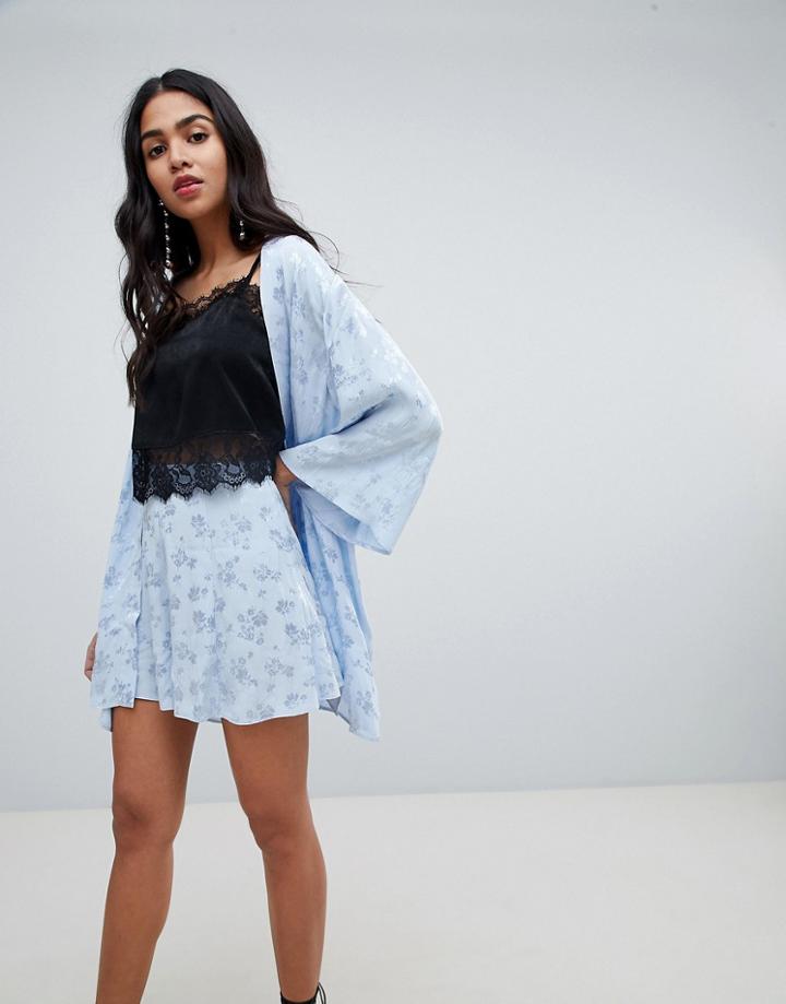 Asos Design Tailored Short In Soft Jacquard - Blue