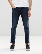 Kubban Indigo Wash Knee Rip Slim Fit Jean - Blue