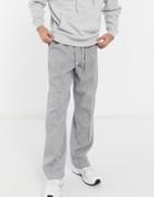 Asos Design Wide Leg Casual Pants In Gray Crosshatch-grey
