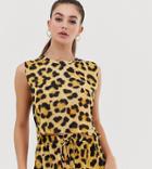 Asos Design Tall Animal Print Jersey Beach Crop Top Two-piece - Multi