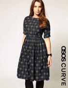 Asos Curve Midi Dress In Geo Smudge Print - Multi