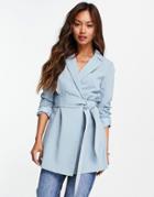 Urban Threads Tie Waist Blazer In Blue-blues