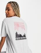 Napapijri Latemar Mountain Back Print T-shirt In Light Gray-grey