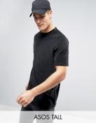 Asos Tall Longline T-shirt In Towelling Fabric In Black - Black