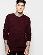 Lindbergh Sweater With Textured Knit & Zip Shoulder - Red