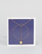 Johnny Loves Rosie Heart Drop Lariat Necklace - Gold