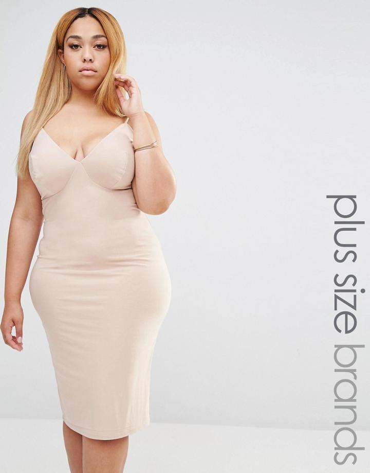 Club L Plus Bodycon Slinky Dress - Pink