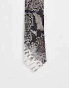 Twisted Tailor Tie In Multi With Snakeskin Design