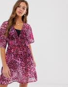 Influence Pink Snake Print Beach Dress-multi