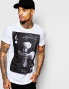 Religion T-shirt With Ace & Tattooed Hands Print - White