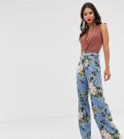 Missguided Tall Satin Wide Leg Pants In Floral Print - Multi