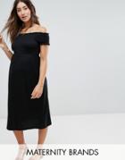 New Look Maternity Shirred Bardot Maxi Dress - Black