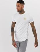 Siksilk T-shirt In With White Marble Print - White