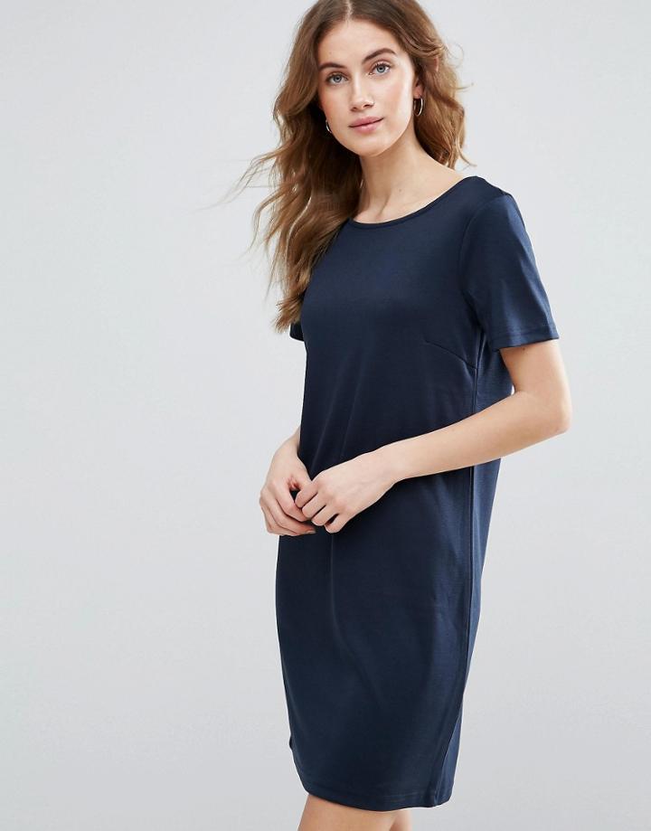 Vila Drop Hem Dress - Navy