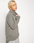 Asos White Roll Neck Sweater With Front Pocket Detail - Gray