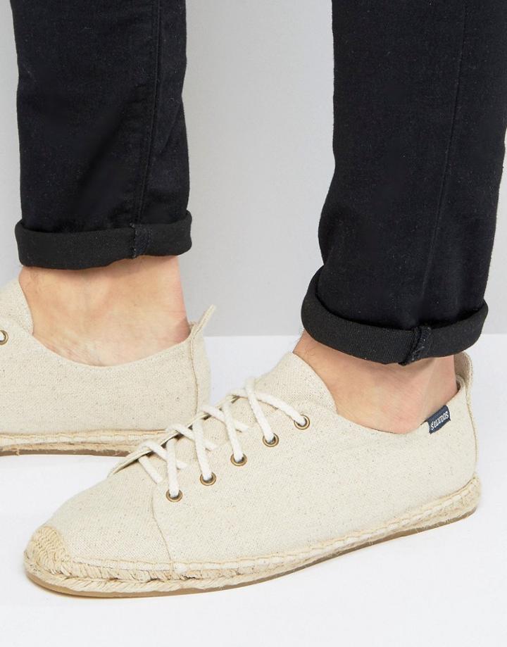 Soludos Canvas Lace Up Espadrilles - Beige