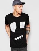 Cheap Monday T-shirt Standard Moon Collage Print In Black - Moon Black