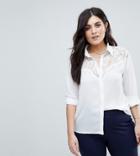 Fashion Union Plus Western Shirt With Lace Insert - White