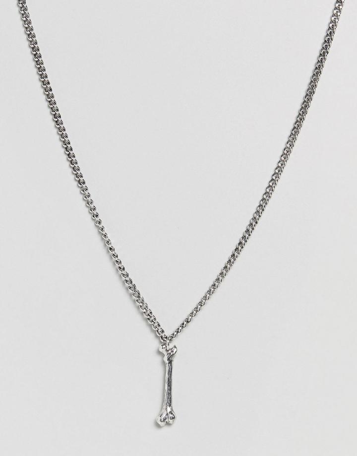 Rebel Heritage Bone Necklace In Antique Silver - Silver